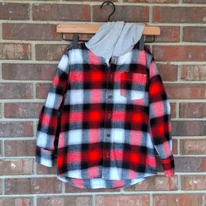 🛑 SOLD Boys Flannel Hooded Shirt
